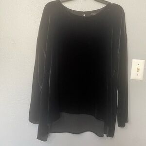 Eileen Fisher Black Velvet Long-Sleeve Top Silk blend